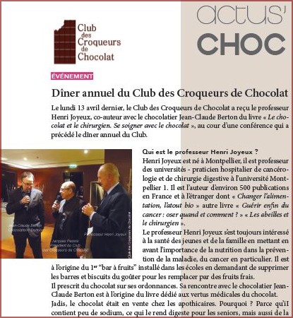 Dîner annuel du Club des Croqueurs de Chocolat